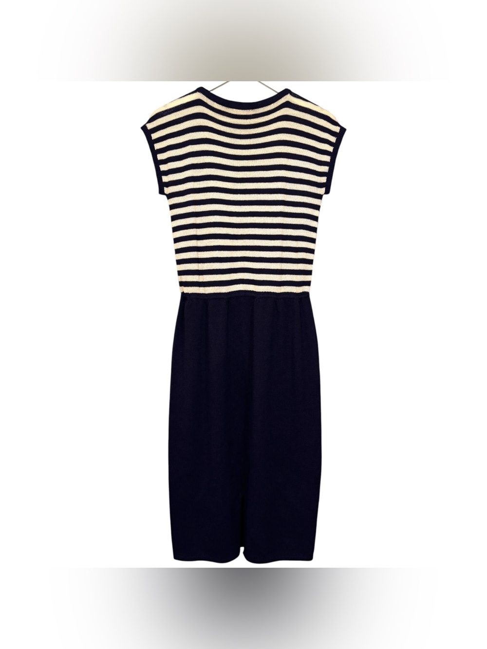 St John by Marie Gray Vintage Striped Navy Blue Knit Midi Dress Size 6 - Picture 8 of 14
